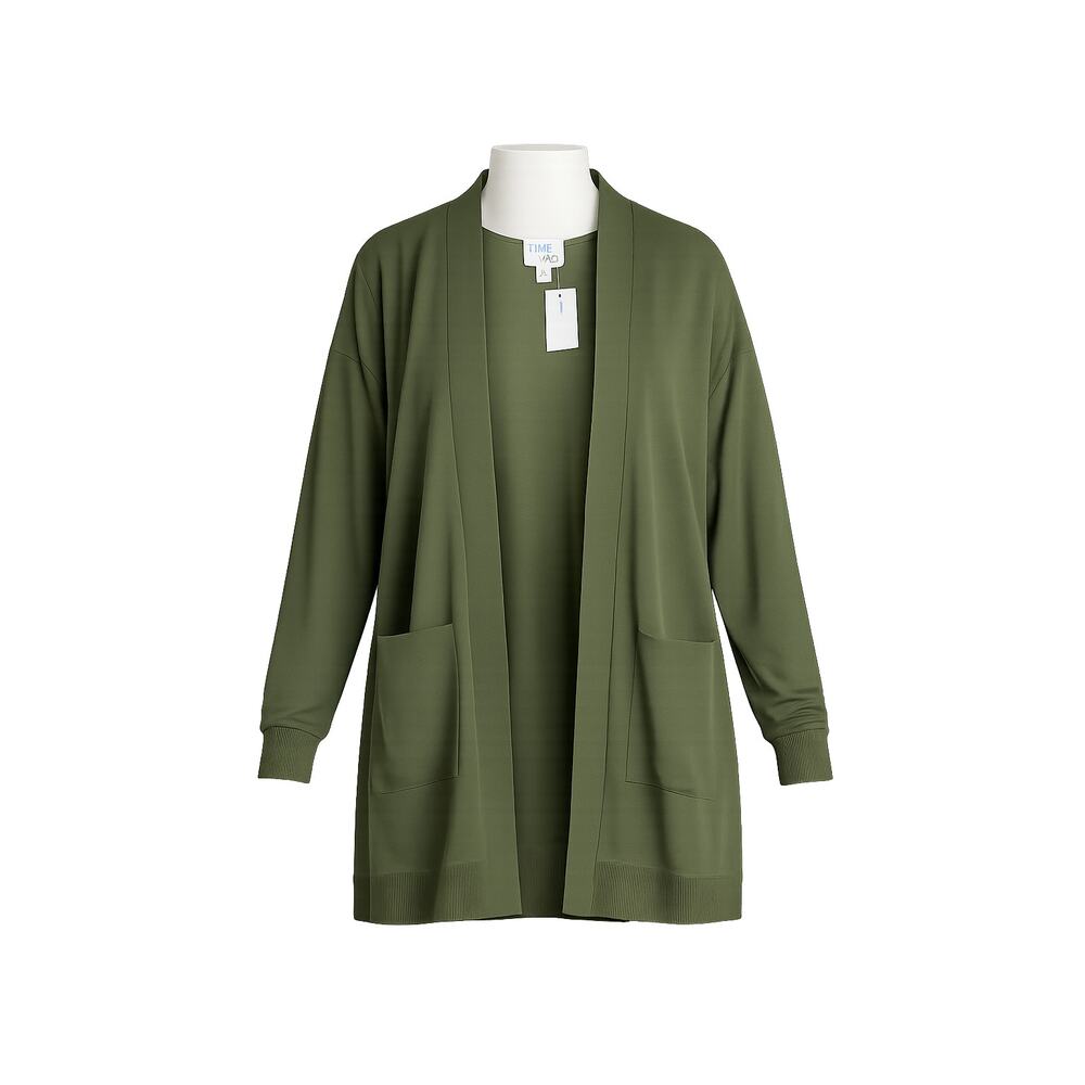 Time and Tru Women’s Olive Green Lightweight Open Front Cardigan - Size 3X - NWT